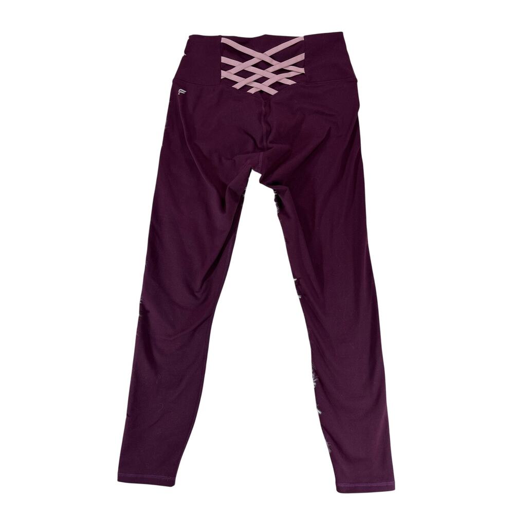 Fabletics PowerHold High Waisted 7/8 Leggings Womens Small Burgundy Gym‎